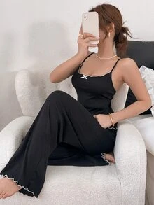 Napfluff Women's All-Season Loungewear Set, Fashionable Minimalist Comfortable Home Wear Suitable For Outdoor Wear - Black - View 7