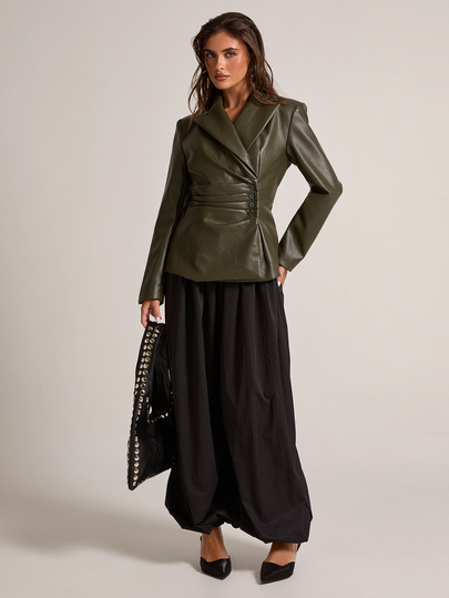 SHEIN BAE Fashionable Commuter Waist-Cinching Blazer