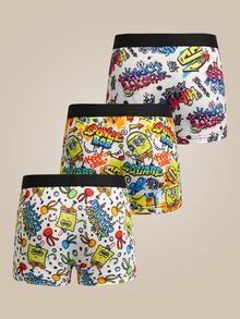 SpongeBob SquarePants | SHEIN Young Boy Letter Print Colorblock Casual Everyday Boxer Briefs - Multicolor - View 2