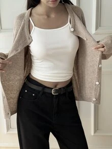 DAZY Women's Comfortable Single-Breasted Long Sleeve Knit Cardigan Fall - Apricot - View 4