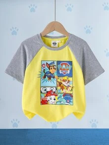 SHEIN | PAW Patrol Young Boy Colorblock Patchwork Cartoon Print T-Shirt - Yellow - View 3