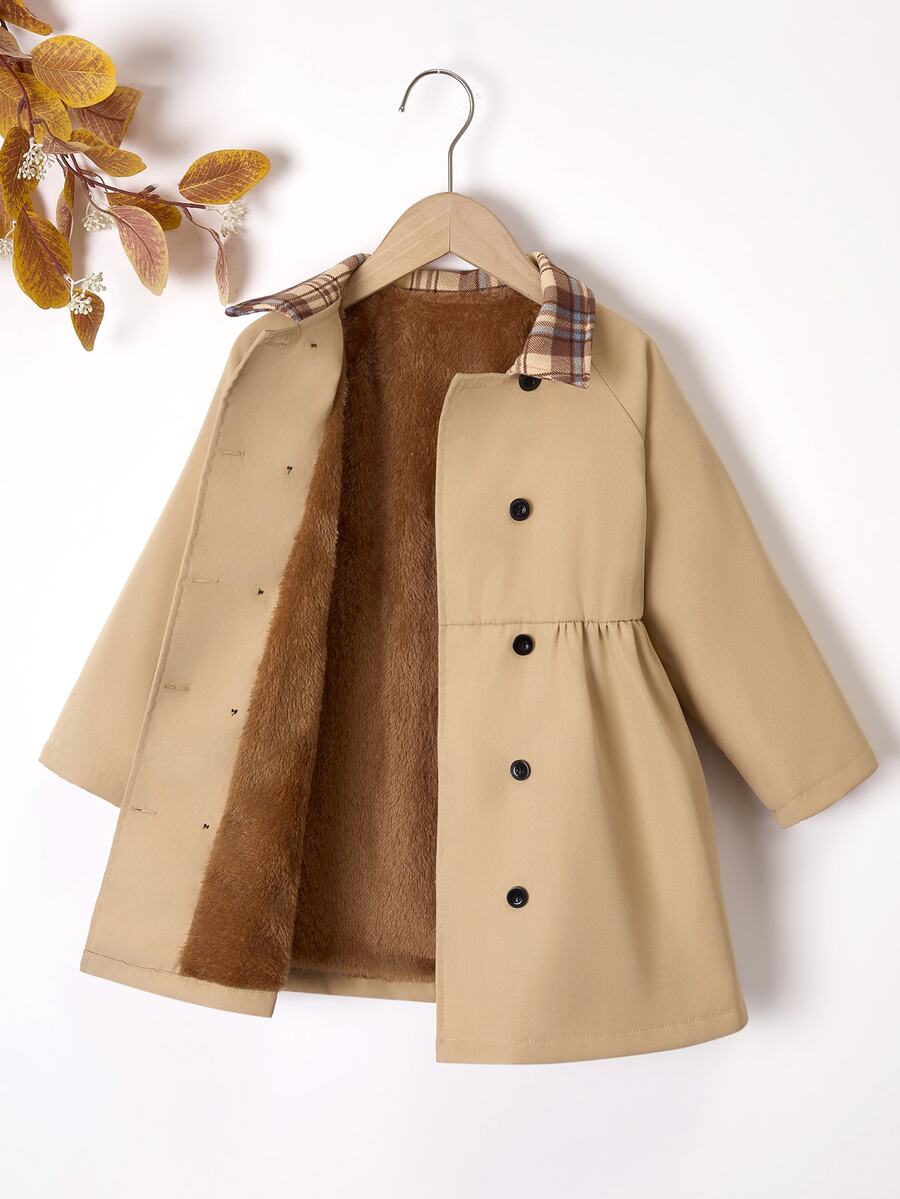 SHEIN Elladie kids 女童冬季休閒百搭保暖內裡夾克 - 彩色 - 查看 1