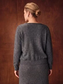 MOTF PREMIUM PLUS SIZE WOOL NOTCH NECK SWEATER - Dark Grey - View 5