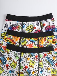 SpongeBob SquarePants | SHEIN Young Boy Letter Print Colorblock Casual Everyday Boxer Briefs - Multicolor - View 3