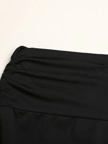 SHEIN 青少年女孩 3 件組 針織黑色立領拉鍊修身休閒運動套裝，含背心與緊身褲，運動套裝、校園套裝、慢跑套裝 - 黑色 - 查看 6