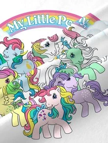 My Little Pony X SHEIN Kaos Lengan Pendek Kasual Sehari-hari Wanita Ukuran Besar dengan Motif Kartun Huruf - Putih - View 4