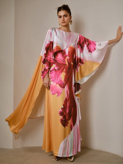 ZEYLAH Damen Lässig Partykleid mit Blumenmuster