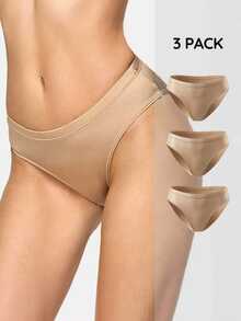 SHAPORA 3-Pack Seamless Triangle Panties With Tummy Control And Butt Lift, Solid Apricot - Multicolor - View 1