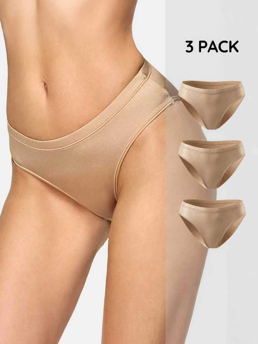 SHAPORA 3-Pack Seamless Triangle Panties With Tummy Control And Butt Lift, Solid Apricot - Multicolor - View 1