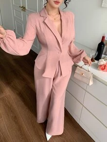 DAZY Women's Solid Color Long Sleeve Top And Pants Casual Daily 2 Pieces Set Fall - Pink - View 6