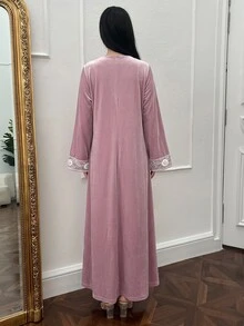 Yasmyna Women's Elegant Sequin & Beaded Decorated Arabian Dress - Pink - View 3
