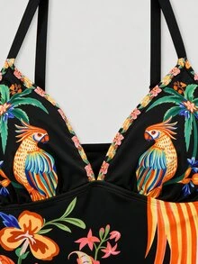 Swim Oasis 2026 Summer New Beach Vacation Sexy Graphic Print 2 Pieces Plus Size One-Piece Swimsuit - Multicolor - View 5