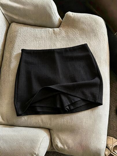 SHEIN Franclia Rok Hitam Modis Musim Gugur/Dingin Terbaru, Rok untuk Berpergian, Rok untuk Kencan, Rok Mini Bodycon Pendek Pengaman