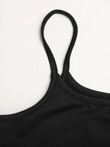 SHEIN 青少年女孩 3 件組 針織黑色立領拉鍊修身休閒運動套裝，含背心與緊身褲，運動套裝、校園套裝、慢跑套裝 - 黑色 - 查看 7