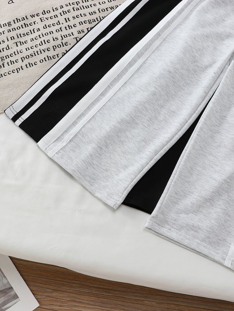 2pcs/Pack Boys' Sweatpants, Casual Minimalist Style Comfortable Sports White Long Pants, Suitable For Autumn, School Nursery, Outdoor Swim - Multicolor - View 3