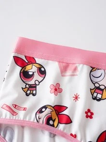 THE POWERPUFF GIRLS X SHEIN Quần lót tam giác in hoạt hình dễ thương size lớn - trắng - Xem 5