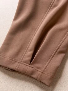 Rusticease Celana Panjang Wanita Kasual Serbaguna Warna Polos - Coklat - View 3