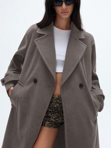 Aveloria GENKIRA 女款秋冬新款寬鬆柔軟羊毛混紡大廓形外套夾克 優雅風格 辦公灰色 - 灰色 - 查看 4
