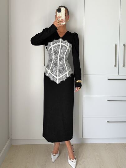 Siren Gaze Women's Lace Patchwork Casual Party Long Dress