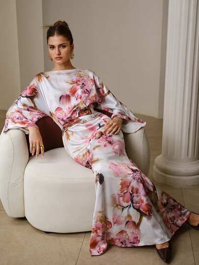 ZEYLAH Elegancka sukienka imprezowa w kwiatowy wzór