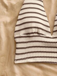 Soleia Women's Casual Striped Halter Backless Tank Top For Vacation - Multicolor - View 4