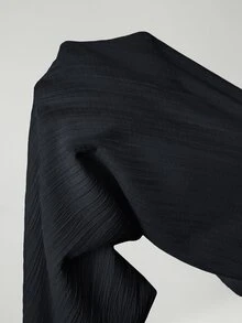 SHEIN Tall Loose Drawstring Waist Trousers In Textured Crinkle Fabric - Dark Grey - View 5