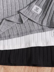 SHEIN 男童黑色、白色、灰色棉混紡高領長袖T恤多件組，觸感柔軟，適合外出、學校、運動及其他場合 - 彩色 - 查看 7