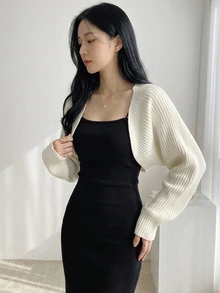 DAZY 女款素色休閒百搭日常長袖開襟衫 秋季 - 白色 - 查看 4