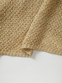 SHEIN Women Spring Summer V Neck Wrap Knit Top Ruched Side Short Sleeve Fitted Blouse Night Out Date Night Gold Sexy - Khaki - View 6