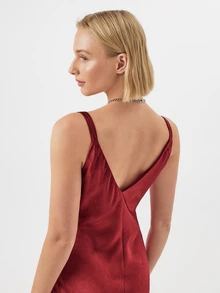 KÆRIA Hus Bias-Cut Cowl-Neck Dress - Fluid Liquid Satin - Wine Red - Slip, Party Night Bar, Wedding Guest, Sexy Elegant, Date, Gift, Dinner, Concert Summer - Red - View 7