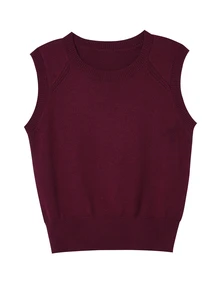 Franclia Women's Striped Shirt & Knitted Vest 2 Pieces Set - Burgundy - View 4
