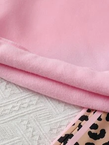 SHEIN 2件組 青少年女孩休閒長袖衛衣與側邊蝴蝶結羅紋針織長褲套裝 - 棕色 - 查看 9