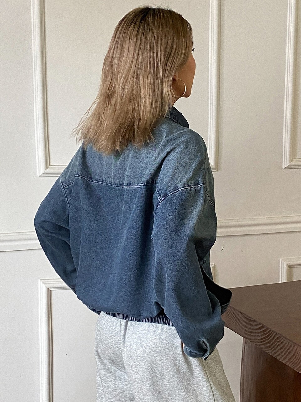 Women's Distressed Washed Faded Loose Zipper Lapel Long Sleeve Casual Street Vacation Autumn/Winter Denim Jacket And Coat