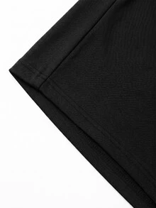 GlowEve CURVE Plus Size Women's New Striped Patchwork Lapel Metal Button Long Sleeve Shirt And Trousers 2-Piece Set, Minimalist Elegant Versatile Office Outfit, Spring/Autumn - Black - View 6