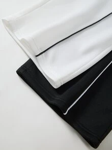 2PCS Teen Boys Sweatpants - Black and White - View 5