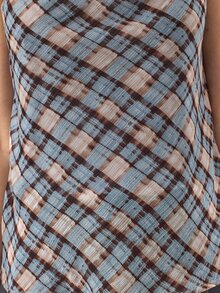 KÆRIA Hus Draped Cowl-Neck Top - Airy Georgette - Light Blue Plaid Dark Print - Regular Fit, Asymmetric Hem, Elegant French Smart Casual, Office Business Summer - Multicolor - View 7