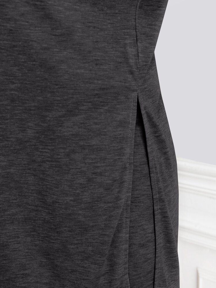 SHEIN Frenchy Plus Size Women Solid Color Short Sleeve Top And Shorts Casual Daily 2-Piece Set - Dark Grey - View 3