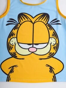 GARFIELD | SHEIN 2pcs Tween Boy Cartoon Print Tank Top & Boxer Briefs Underwear Set - Blue - View 5