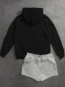TOM & JERRY X SHEIN SHEIN EZwear 女款卡通圖案休閒日常運動衫 - 黑色 - 查看 2