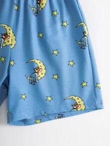 TOM & JERRY X SHEIN Young Boy Cartoon Print Short Sleeve T-Shirt And Shorts Loungewear Set - White - View 7