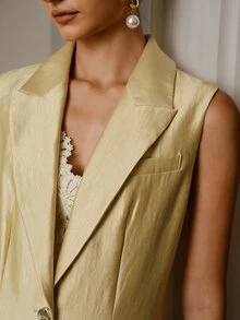 ZEYLAH SINGLE-BREASTED LONG TRENCH COAT WITH LAPEL COLLAR - Champagne - View 2