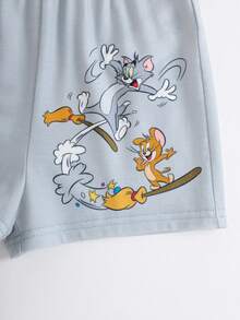 TOM & JERRY X SHEIN 男嬰卡通印花居家休閒套裝 - 白色 - 查看 6