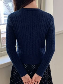 DAZY Girls (Big) V-Neck Open Front Casual Cute Sweater Cardigan Autumn/Winter Top - Navy Blue - View 4