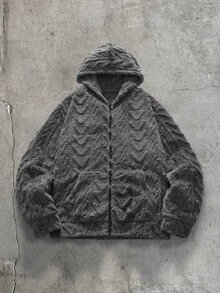 AXEPEAK 男士純色休閒百搭日常穿著連帽衛衣 - 灰色 - 查看 1