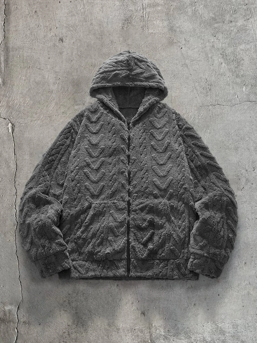 AXEPEAK 男士純色休閒百搭日常穿著連帽衛衣 - 灰色 - 查看 1