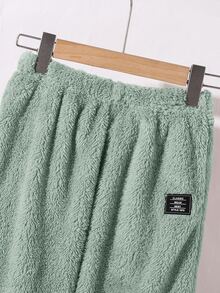 SHEIN Little Byeori 2件組男童冬季休閒返校穿搭套裝，包含抓絨半拉鍊連帽衛衣與寬鬆慢跑長褲，秋季加厚保暖校園套裝 - 綠色 - 查看 5