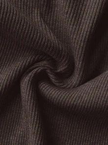 SHEIN Clasi 女款純色修身百搭日常穿著長袖針織衫 - 咖啡棕 - 查看 7