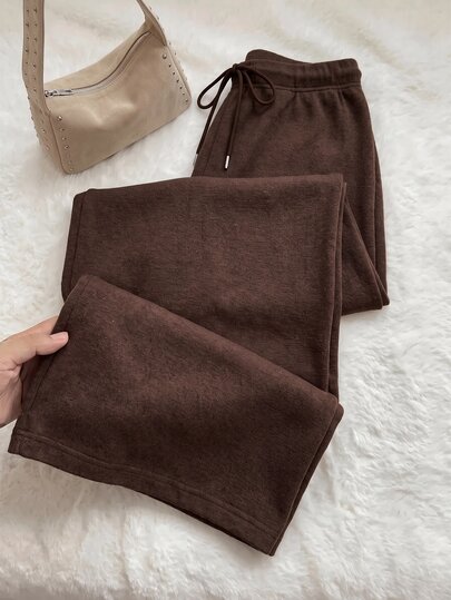 Comfortcana Autumn/Winter Black & White Striped Casual Versatile Drawstring Plus Size Pants