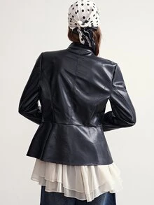 Bohemela Women's Autumn Fashion Vintage Double-Breasted Jacket - Black - View 7