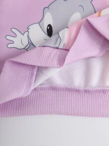 LOONEY TUNES X SHEIN Baby Girl Cartoon Print Sweatshirt & Sweatpants Set - Purple - View 8